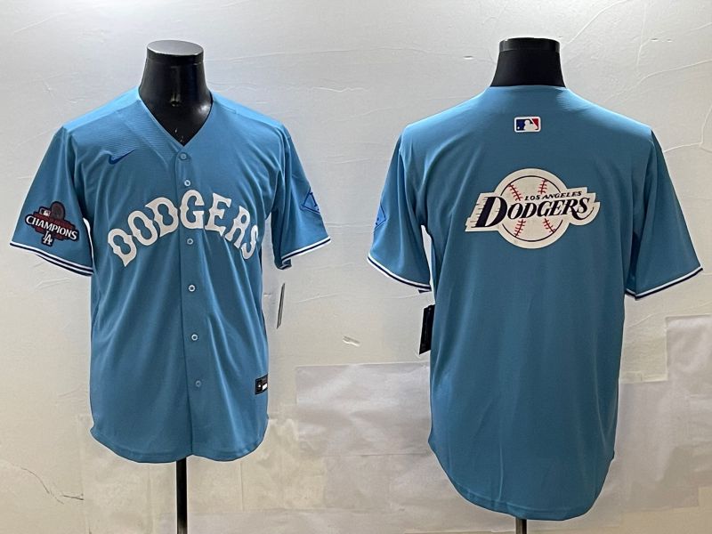 Men Los Angeles Dodgers Blank Light Blue Throwback Game 2025 Nike MLB Jersey style 35